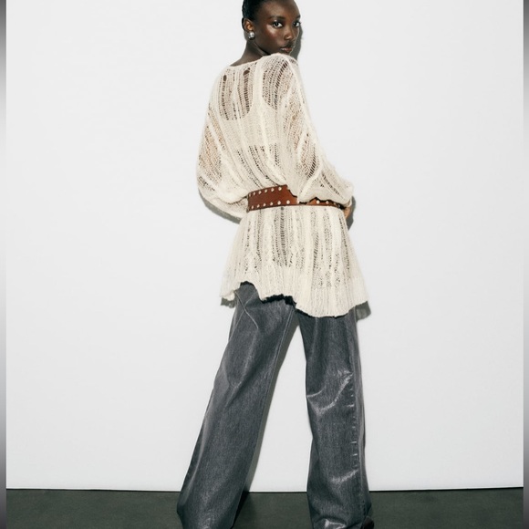 Zara open work cable knit asymmetric sweater - Picture 2 of 13